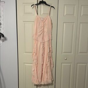 VENUS Peach Ruffle Maxi Dress